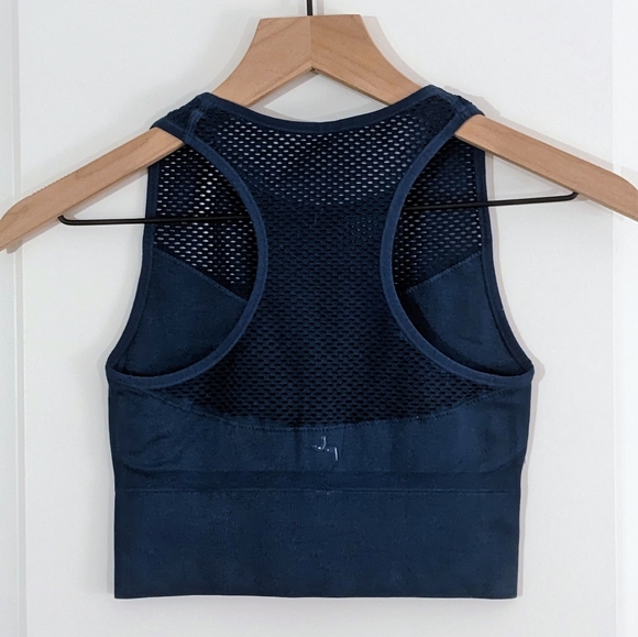 JoyLab dark blue sports bra top with net detail size S - Picture 2 of 4